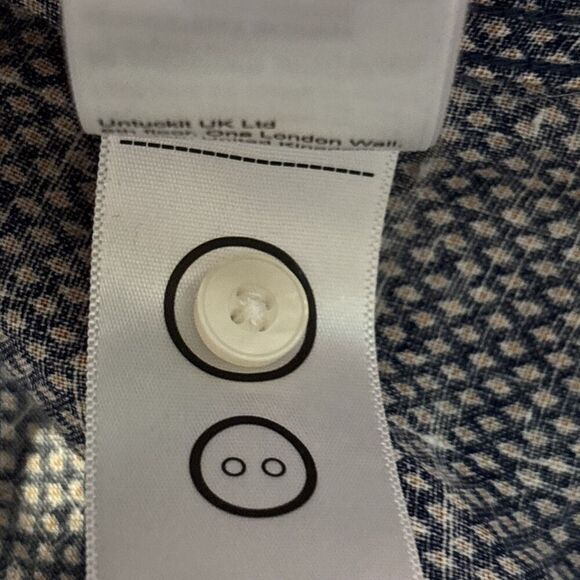 Untuckit Cadalso Button Up Short Sleeve Shirt 100% Linen Geometric Navy Size XL - Picture 5 of 16